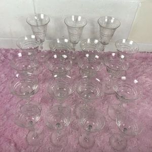 Vintage Libbey Rock Sharpe Crystal Normandy Wine/ Cocktail/ Sorbet Glasses Sets